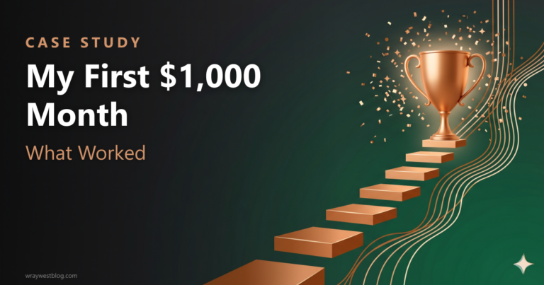 First 1000 month case study featured graphic with stairs and trophy representing milestone