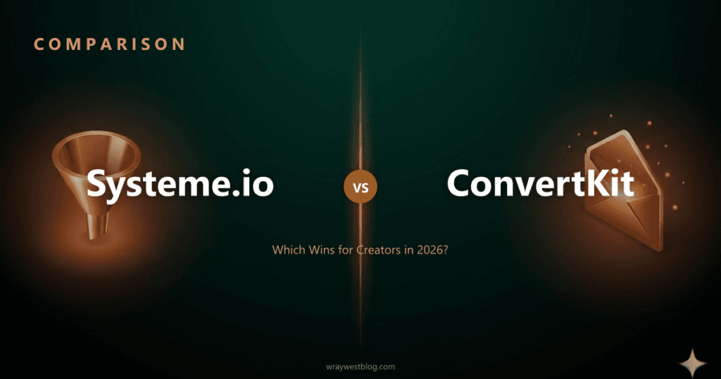 Branded poster: Systeme.io vs ConvertKit comparison for creators
