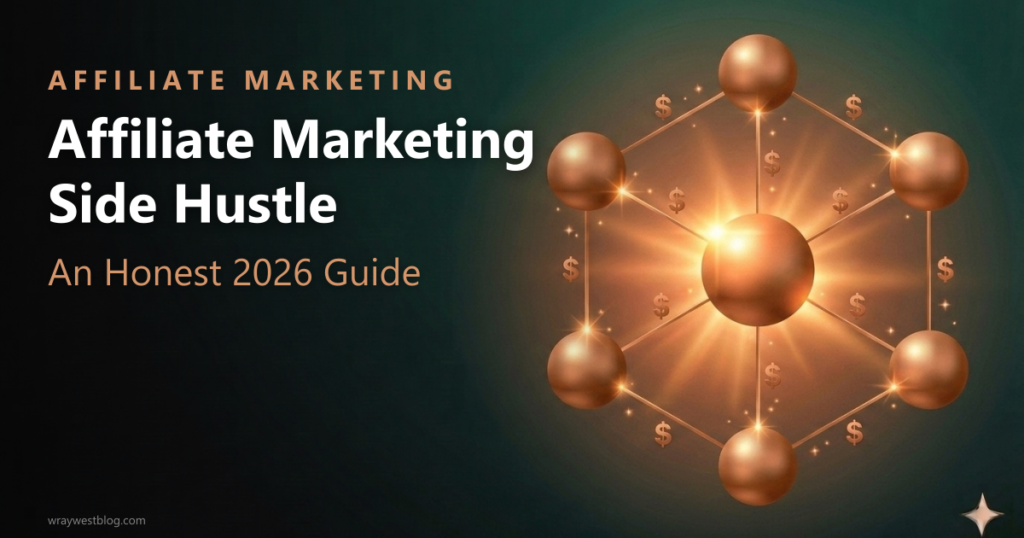 Branded poster: Affiliate marketing as a side hustle honest guide