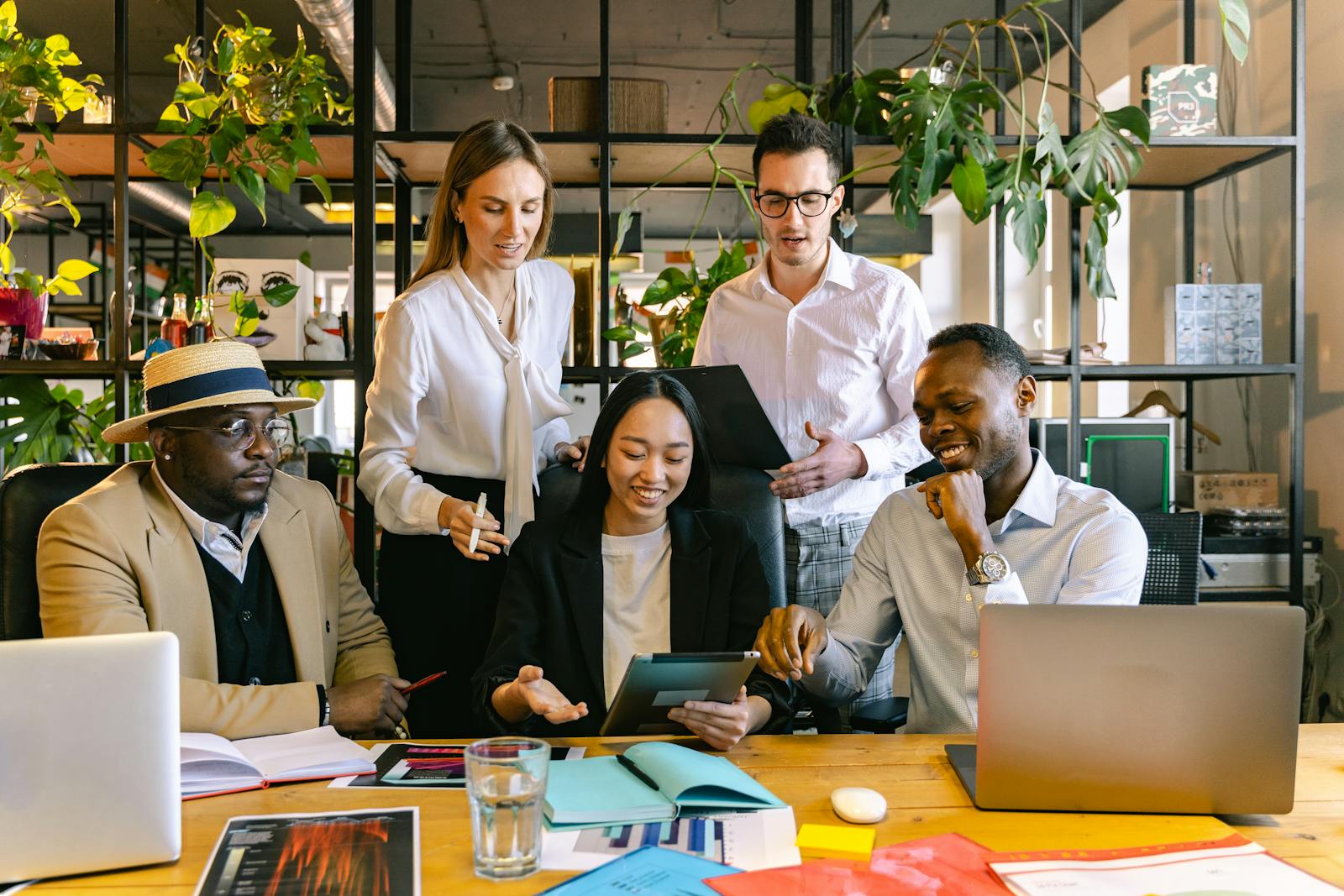 Diverse professionals working collaboratively in modern office